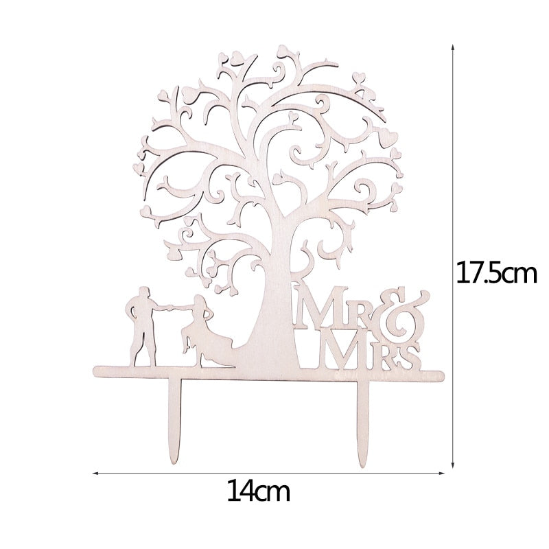 Elegant Wooden Wedding Cake Topper - A Touch of Class for Your Special Day!