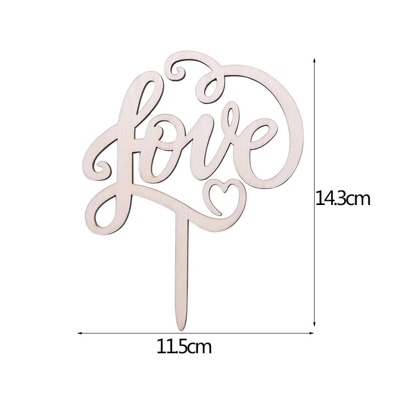 Elegant Wooden Wedding Cake Topper - A Touch of Class for Your Special Day!