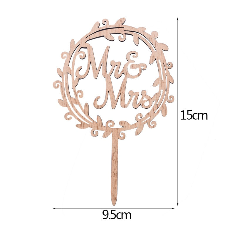 Elegant Wooden Wedding Cake Topper - A Touch of Class for Your Special Day!