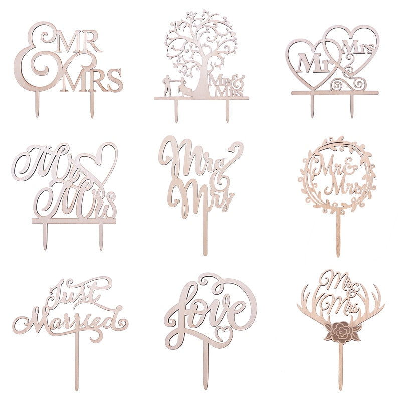 Elegant Wooden Wedding Cake Topper - A Touch of Class for Your Special Day!